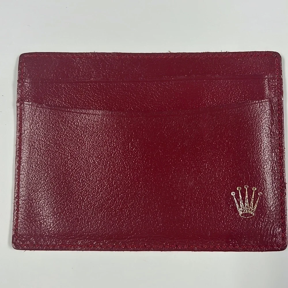 Rolex Burgundy Slim Leather Credit Card Holder